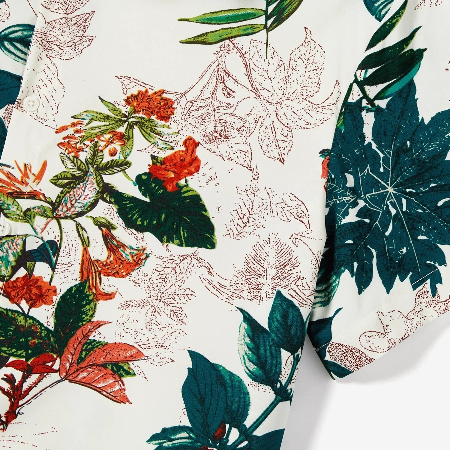 Family Matching Allover Plant Floral Print Dresses and Short-sleeve Shirts Sets
