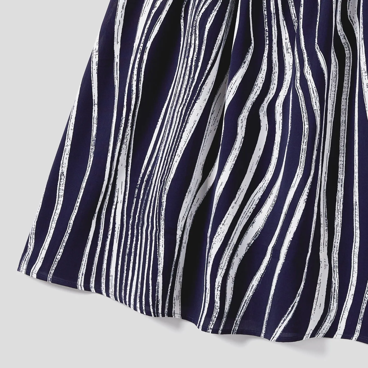 Family Matching Belted Striped Short-sleeve Dresses and Cotton Colorblock Short-sleeve T-shirts Sets
