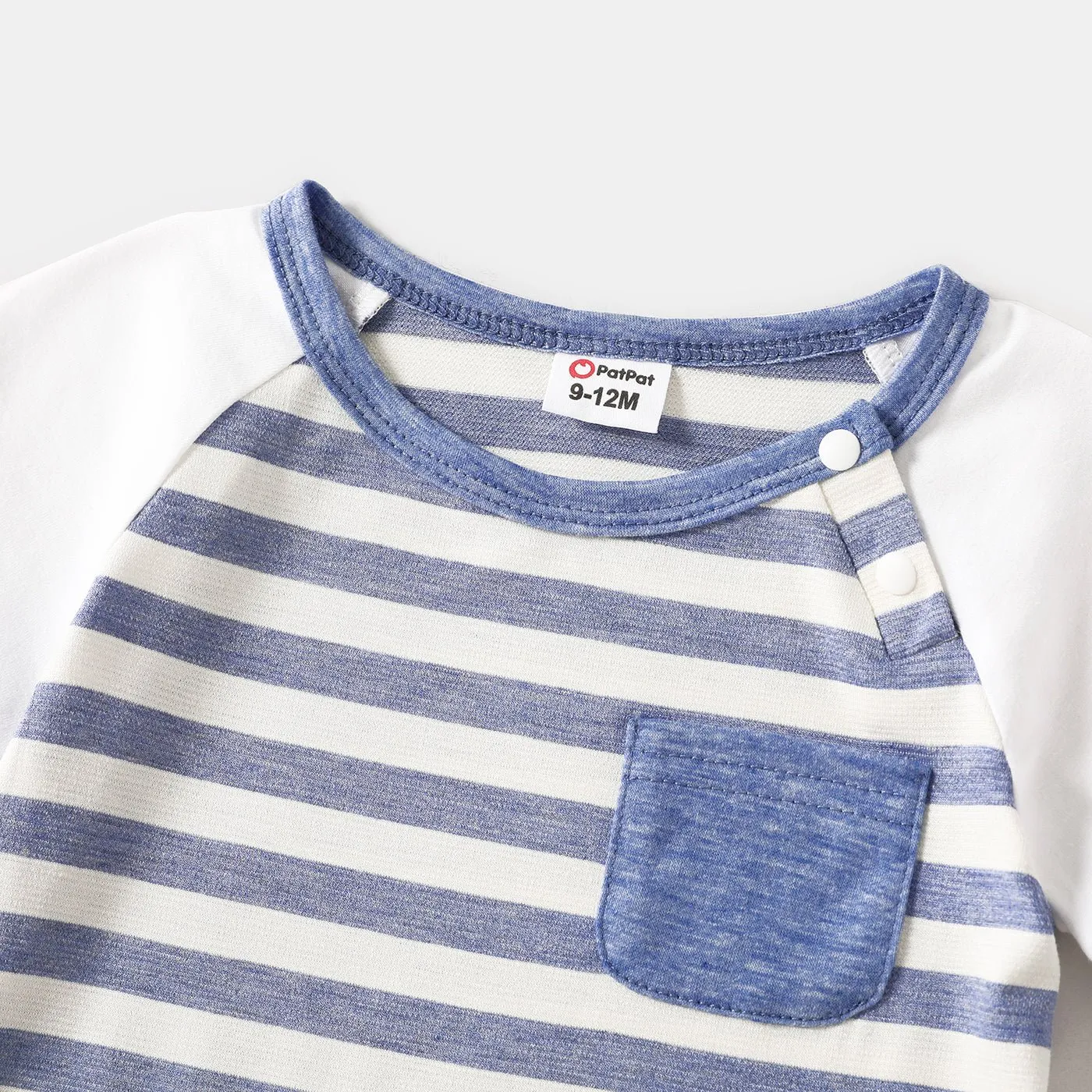 Family Matching Blue Striped V Neck Drop Shoulder Button Up Belted Dresses and Short-sleeve T-shirts Sets