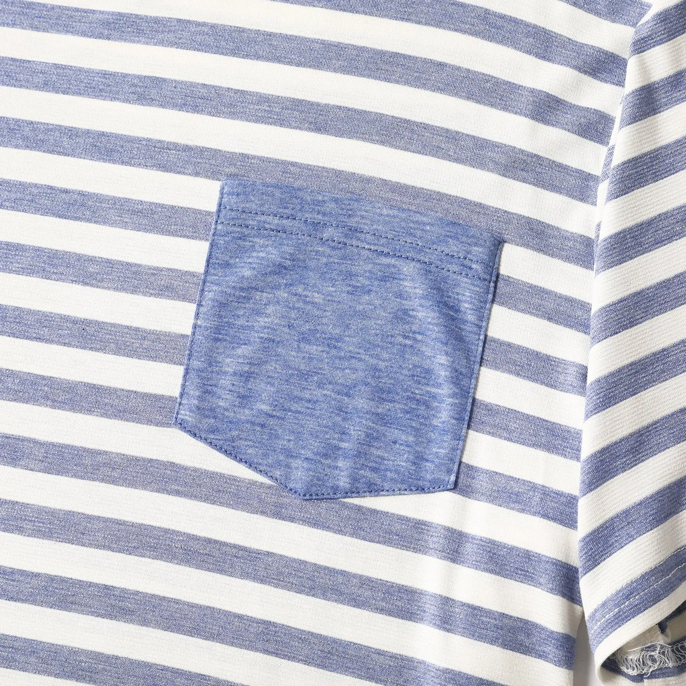 Family Matching Blue Striped V Neck Drop Shoulder Button Up Belted Dresses and Short-sleeve T-shirts Sets