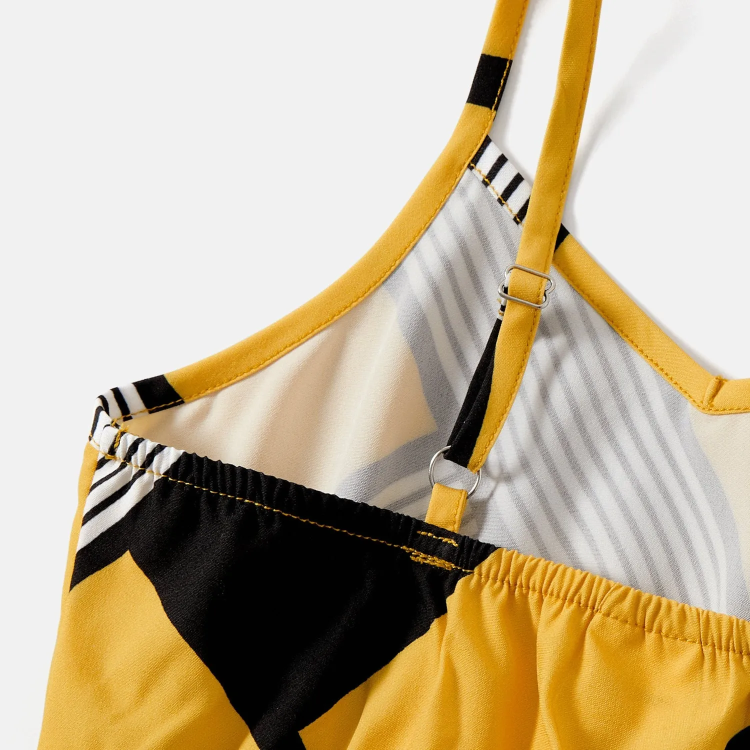 Family Matching Cotton Colorblock Short-sleeve Tee and Allover Geo Print Cami Tops