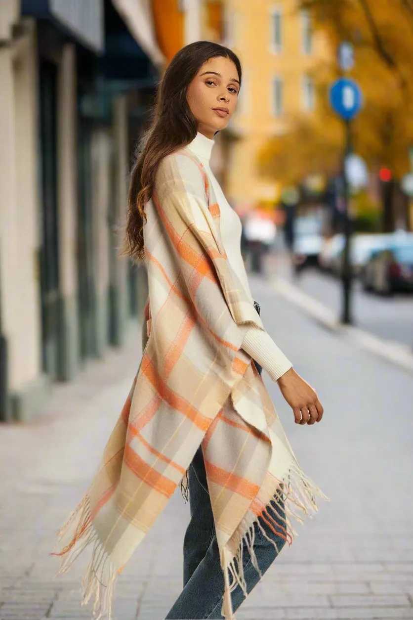 Fancy Loose Large Cape With Self Fabric Belt