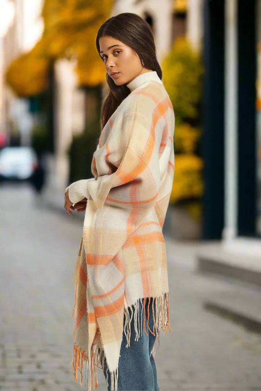 Fancy Loose Large Cape With Self Fabric Belt