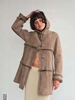 Fawn Soft Quilted Shearling Coat (L)