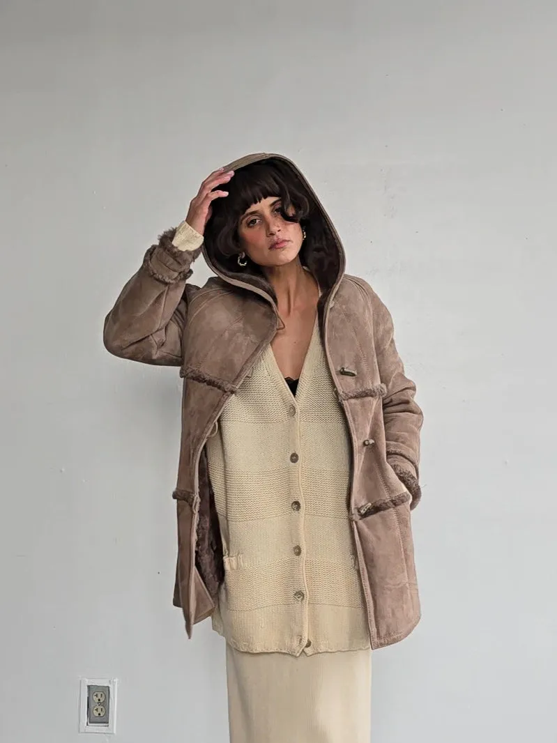 Fawn Soft Quilted Shearling Coat (L)