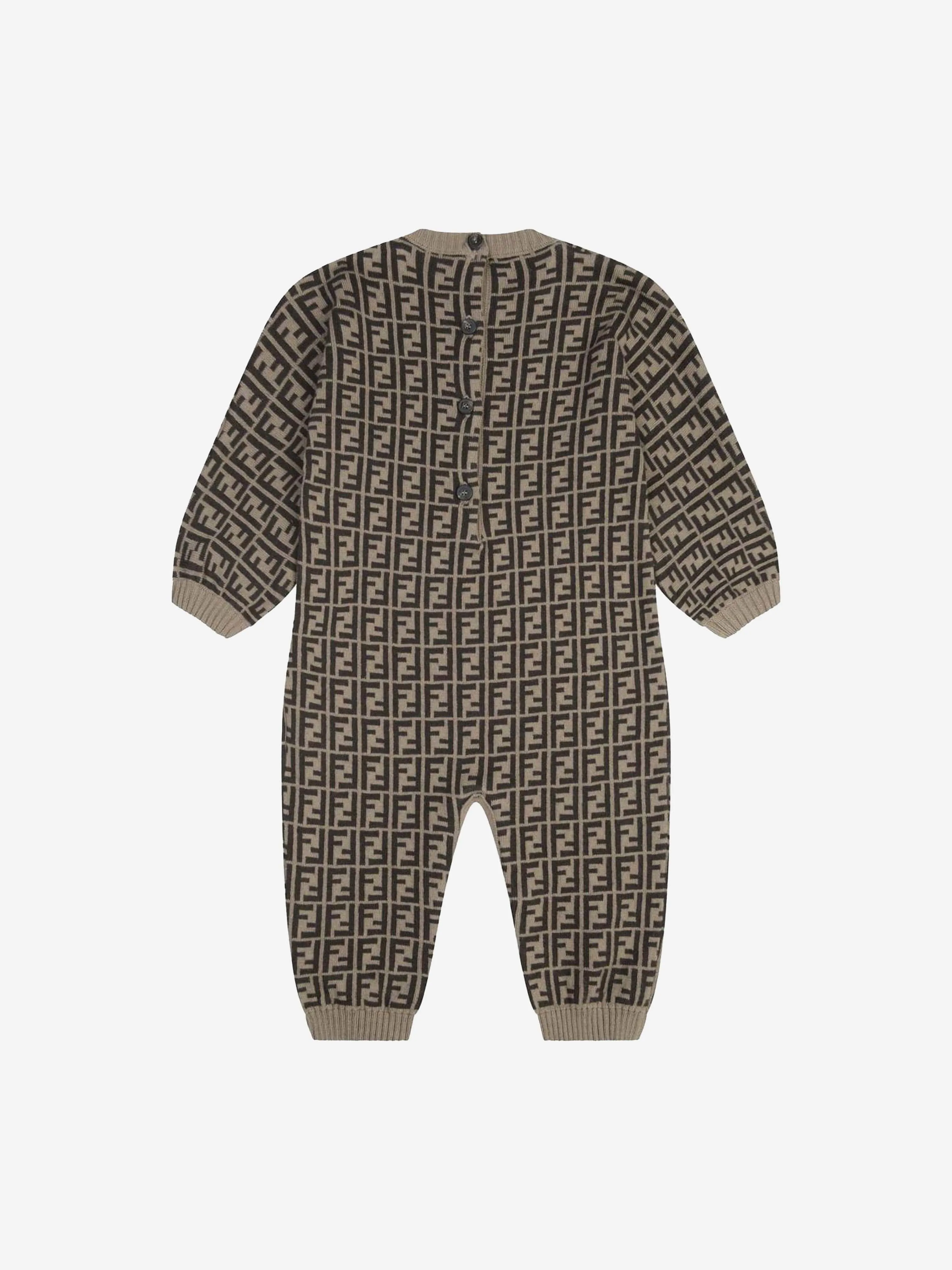 Fendi Baby Cotton & Cashmere Romper in Brown