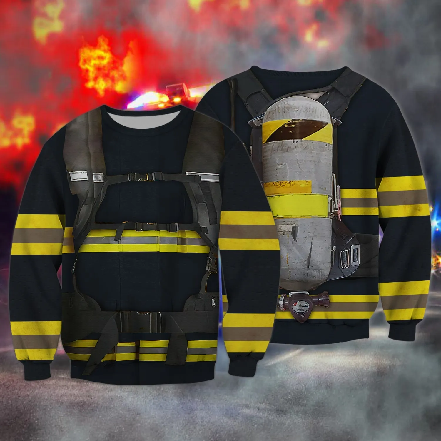 Firefighter Uniform and Extinguisher 3D Full Printed Sweatshirt, Idea Gift for Firefighter