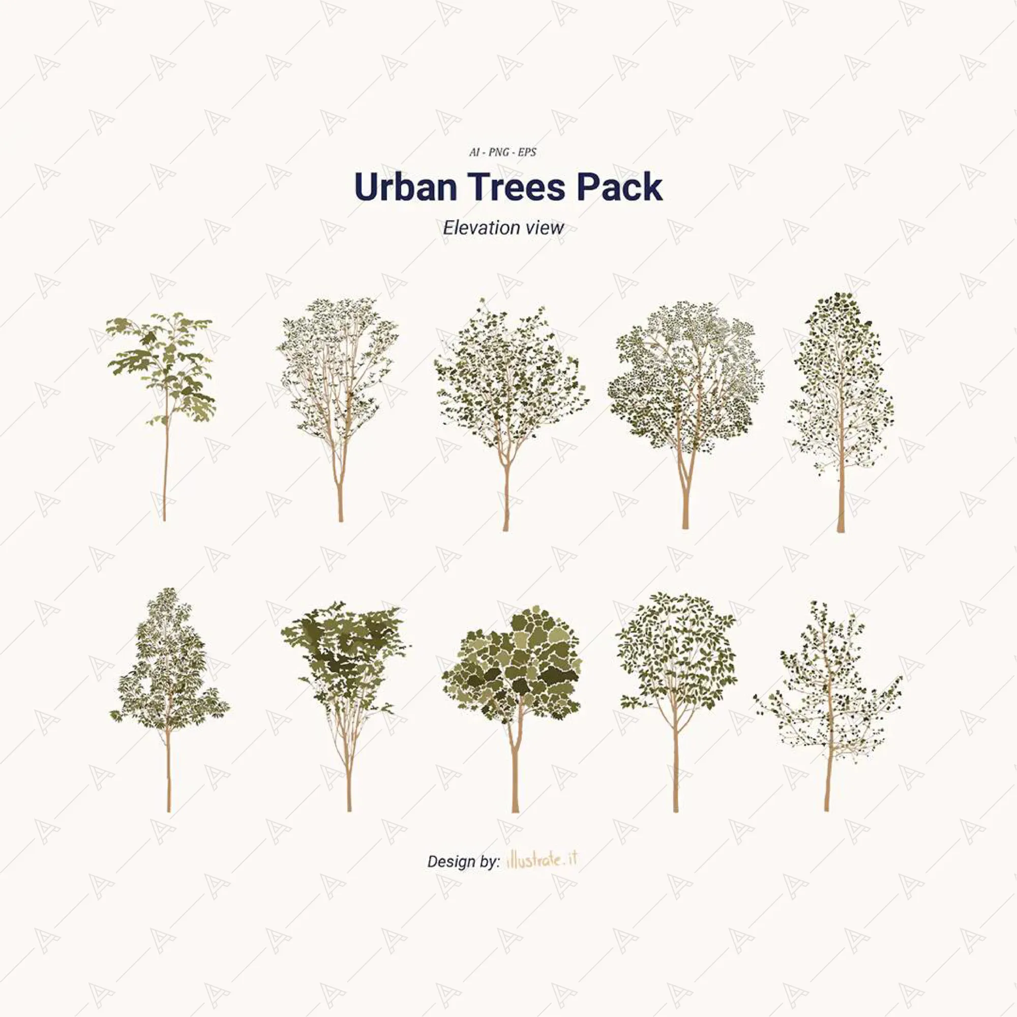 Flat Vector Urban Trees Pack