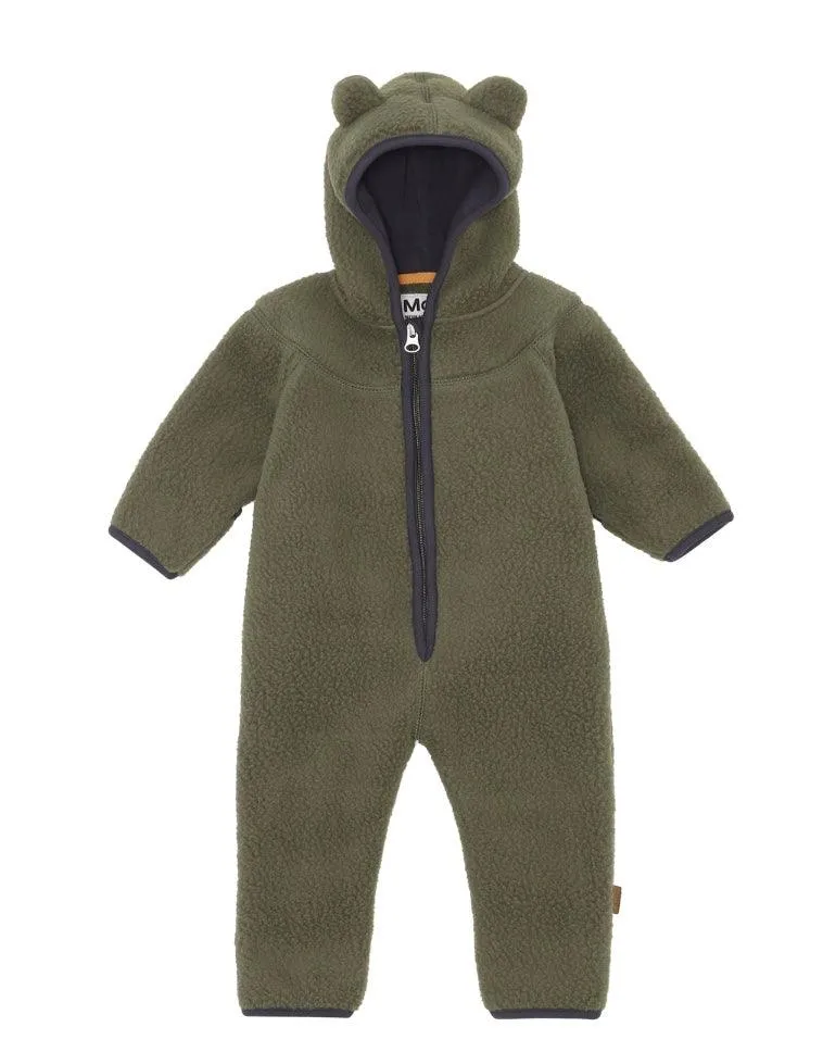 Fleece Umeko Soft Shell Baby Romper | Recycled Polyester in Forest | Molo