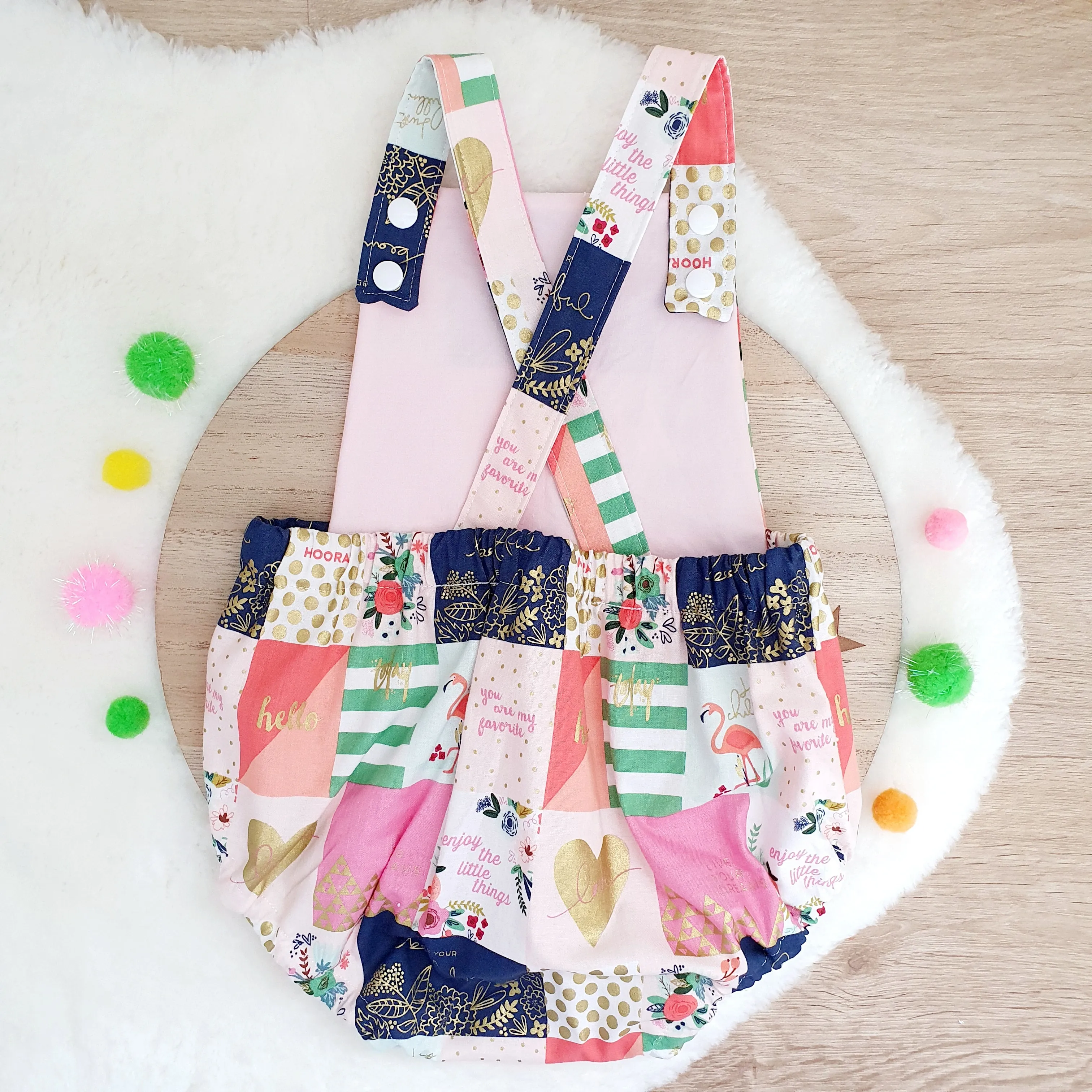 FLORAL & GOLD Baby /Toddler Romper, Size 2