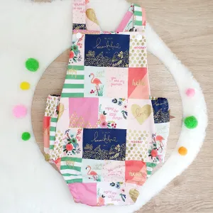 FLORAL & GOLD Baby /Toddler Romper, Size 2