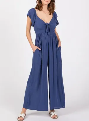 Georgina Ruched Back V-Neck Short Sleeve Romper (Assorted Colors)