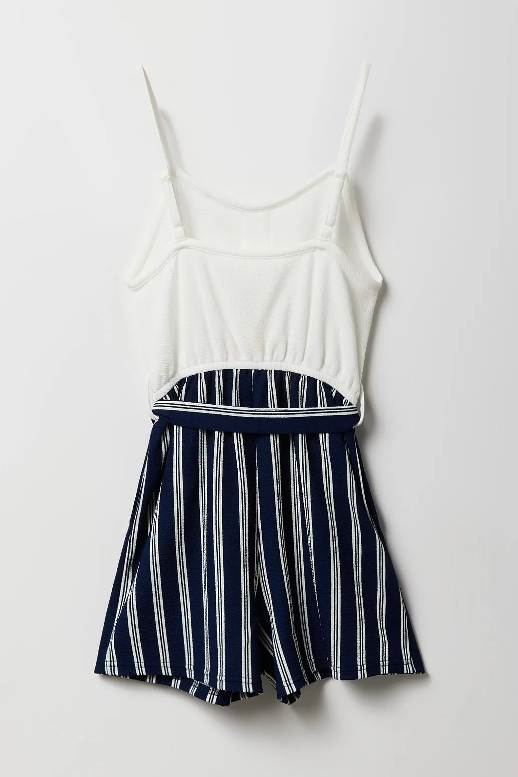 Girls Button Front Belted Romper
