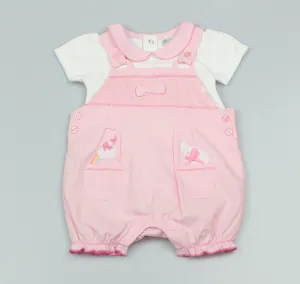 Girls Dungaree & Top Elephant Rainbow Outfit (0-9 Months)-GF1071