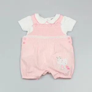 Girls Dungaree & Top Kitten Outfit (0-9 Months)-GF1074
