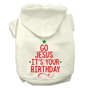 Go Jesus Screen Print Dog Hoodie Cream S (10)
