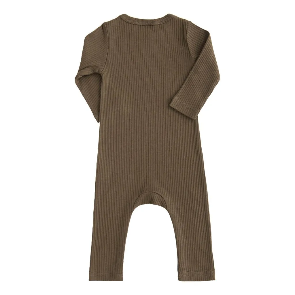 Green Olive Long Sleeved Modal Romper