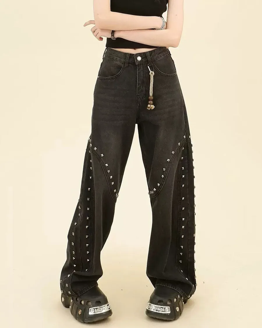 Grunge Aesthetic Rivet Jeans