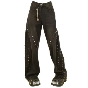 Grunge Aesthetic Rivet Jeans
