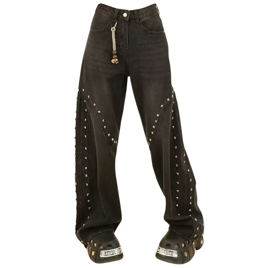 Grunge Aesthetic Rivet Jeans