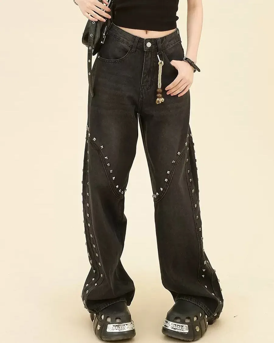 Grunge Aesthetic Rivet Jeans