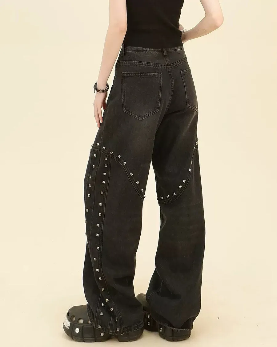 Grunge Aesthetic Rivet Jeans