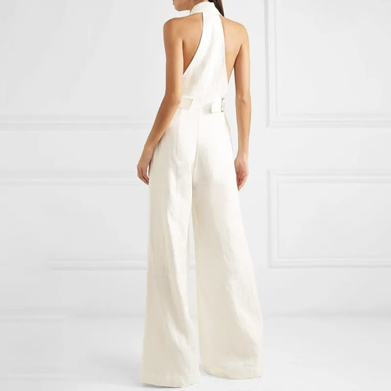 Halter Neck  Buttoned Jumpsuit