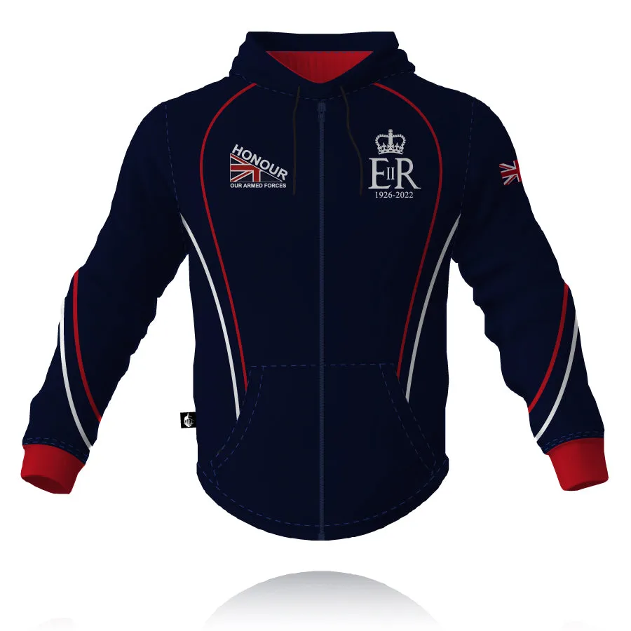 Honour Our Armed Forces - Queen Elizabeth II Memorial - Full Zip Embroidered Hoodie