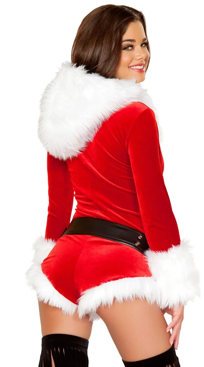 Hooded Christmas Romper with Belt