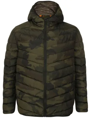 Humberstone Quilted Puffer Jacket In Khaki Camo - Dissident