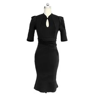 Ketty More Women's Elegance Decorated Wrinkle Pencil Skirt Dress-KMWD176