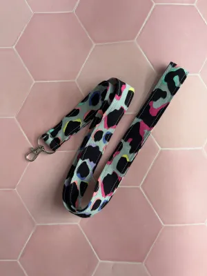 Khaki Rainbow Leopard Print Lanyard