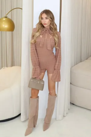 Kiera brown tie front romper