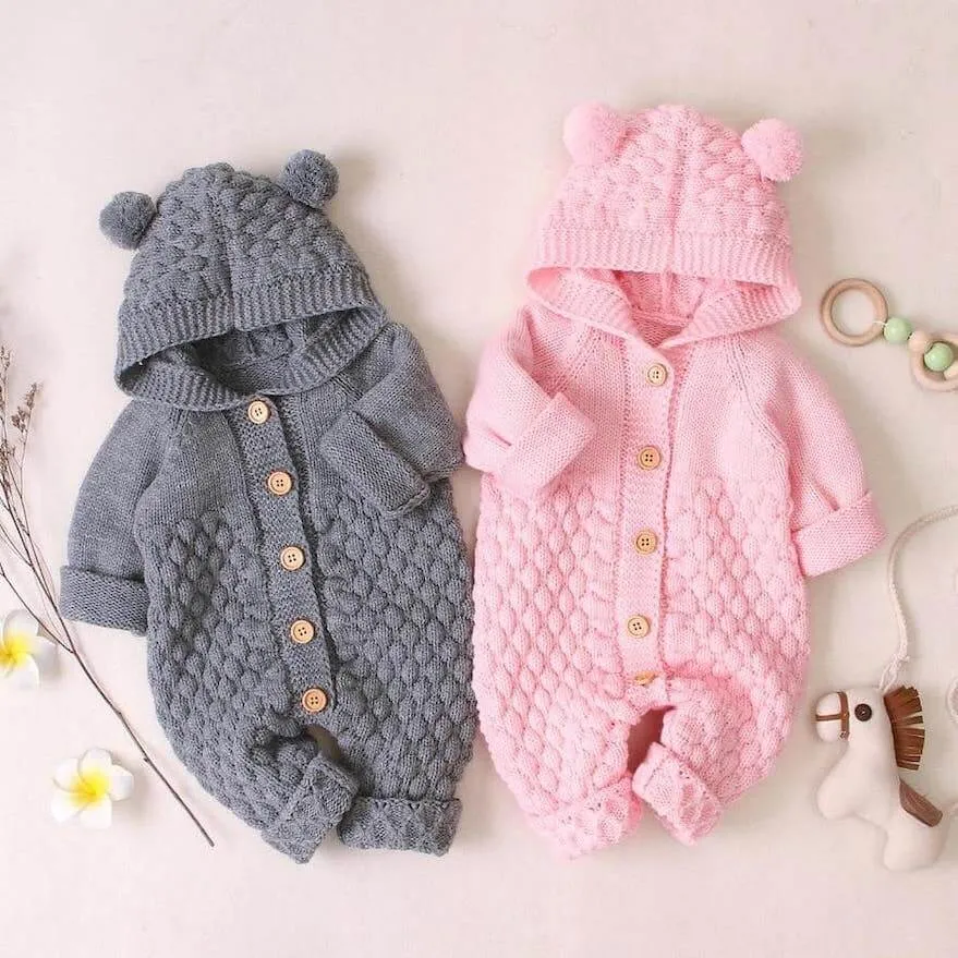 Knit Baby Bear Onesie