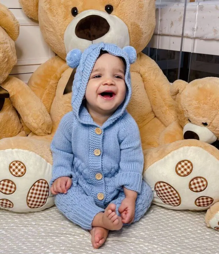 Knit Baby Bear Onesie