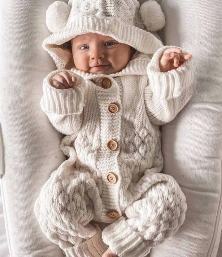 Knit Baby Bear Onesie