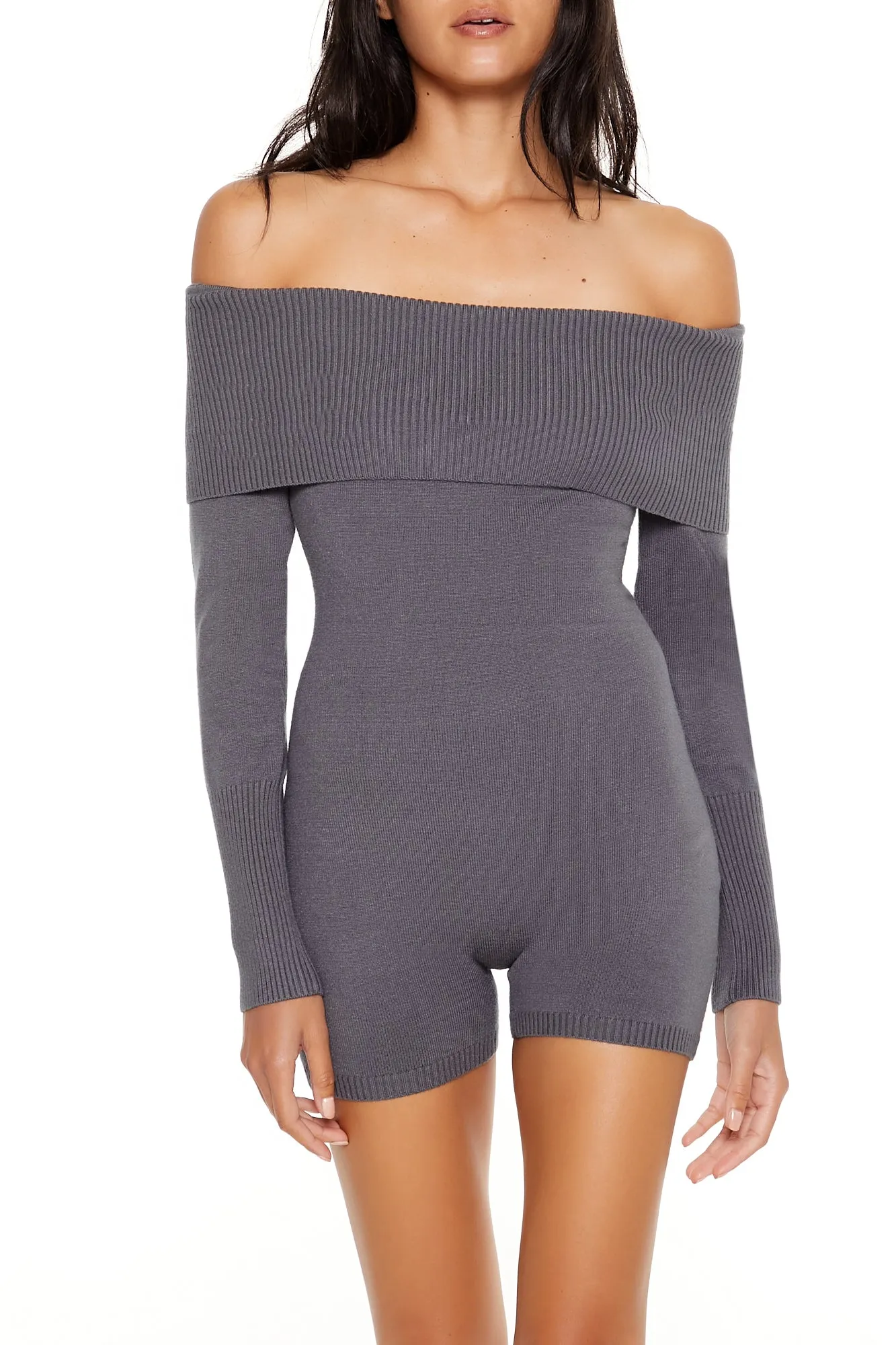 Knit Off Shoulder Romper