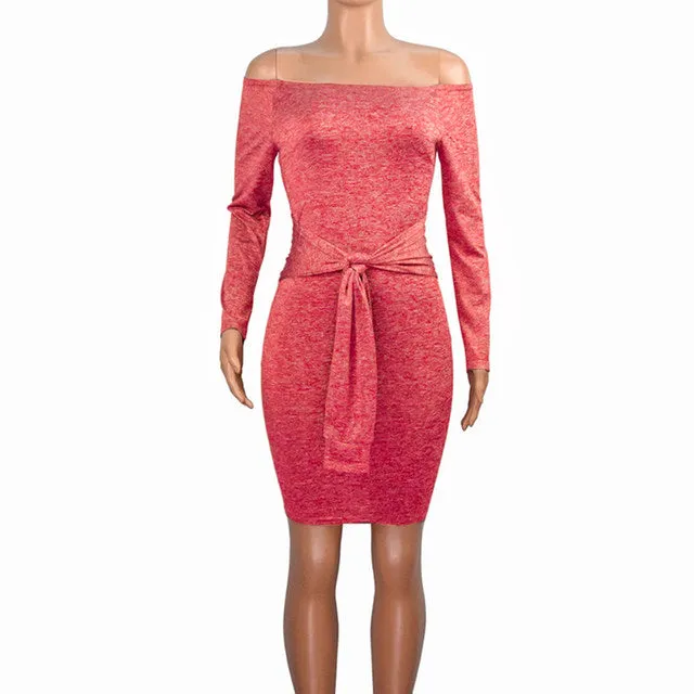 Ladies long sleeve tie front bodycon dress