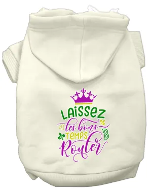 Laissez Les Bons Temps Rouler Screen Print Mardi Gras Dog Hoodie Cream Xxl