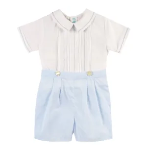 Light Blue/White Feather Stitch Bobby Suit - Select Size