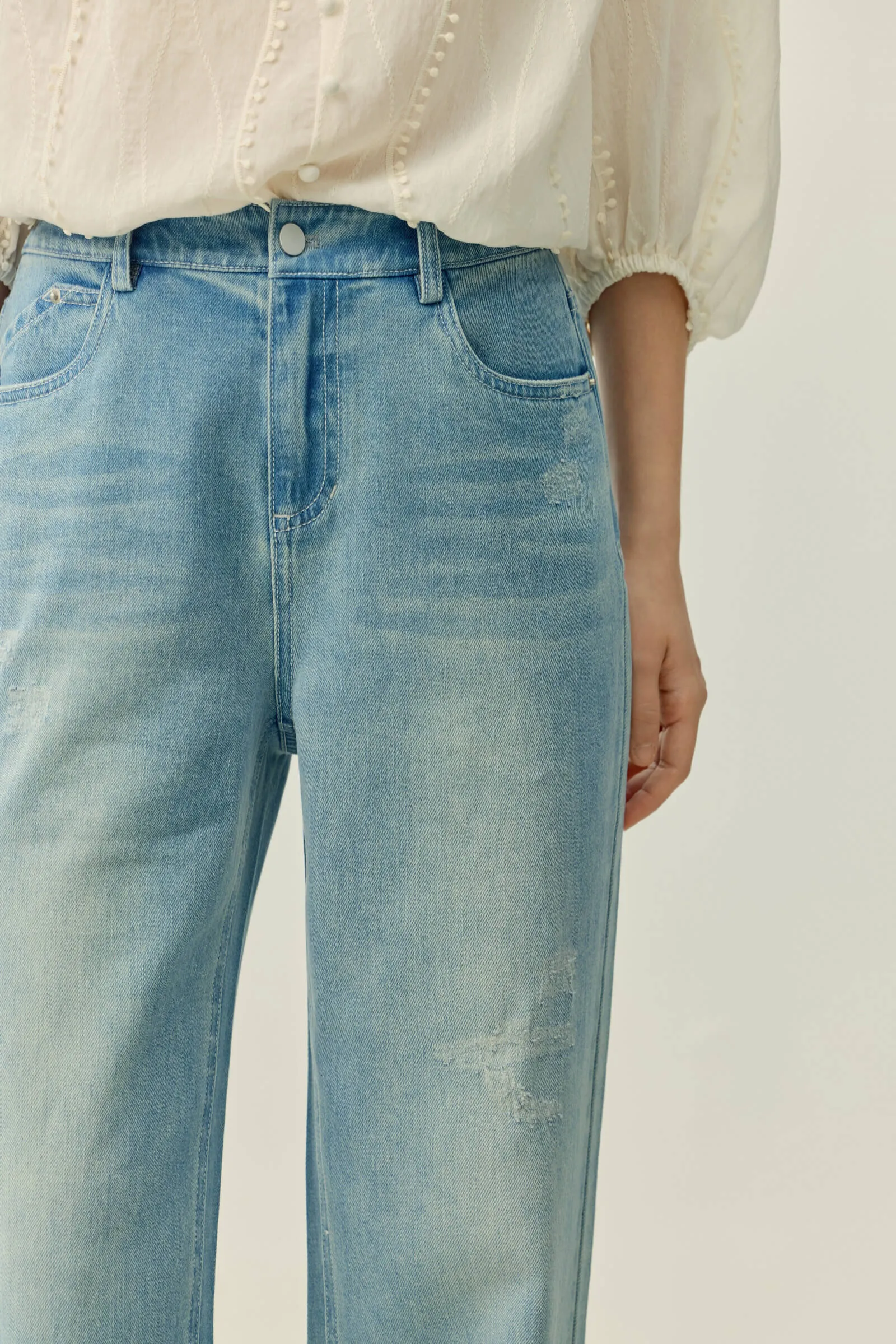 LILY Stylish Rolled Hem Jeans