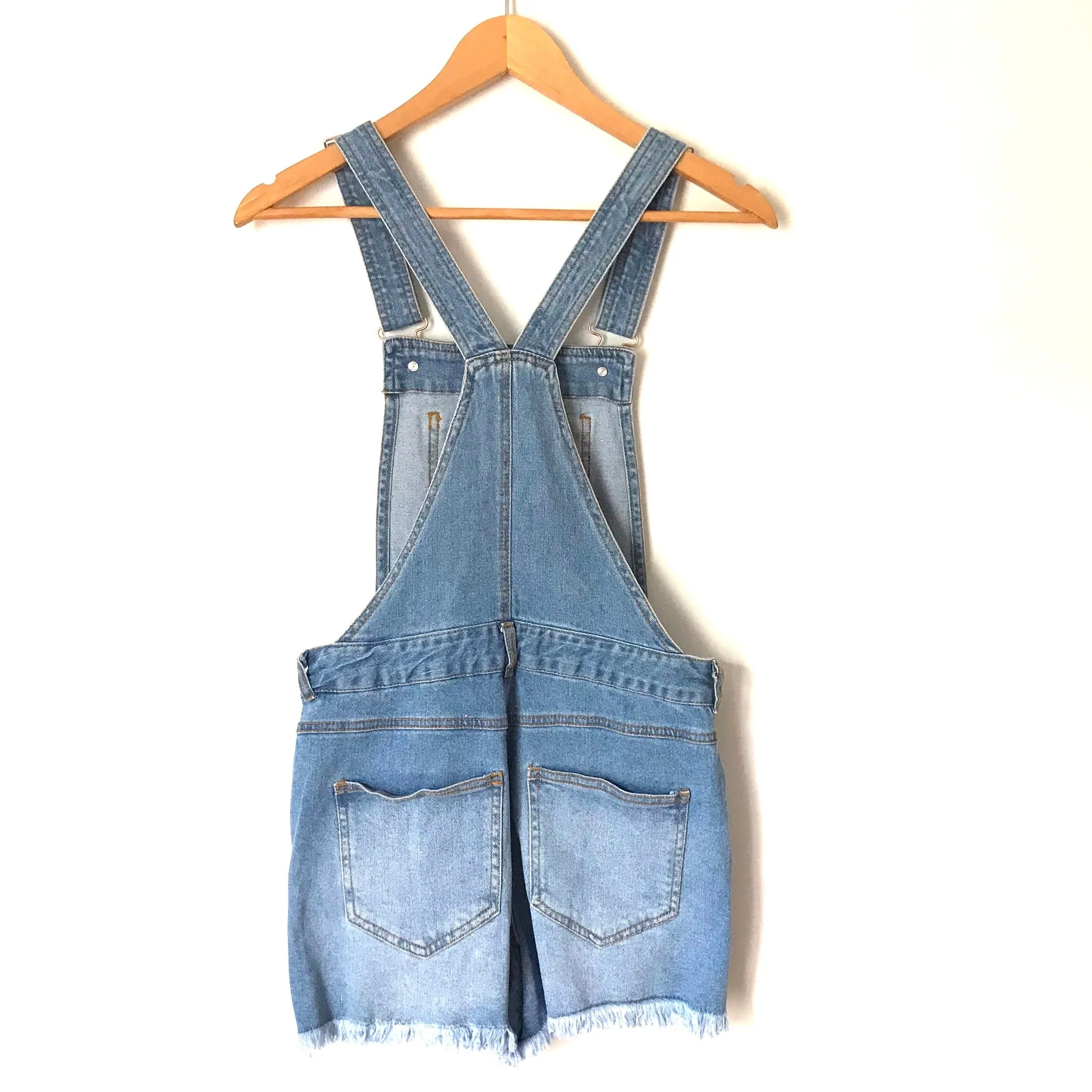 Love Tree Denim Distressed Overalls- Size S
