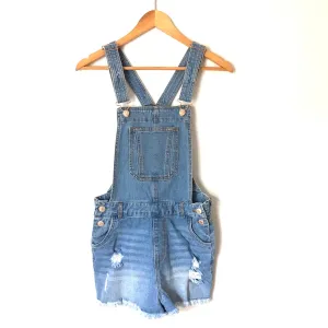 Love Tree Denim Distressed Overalls- Size S