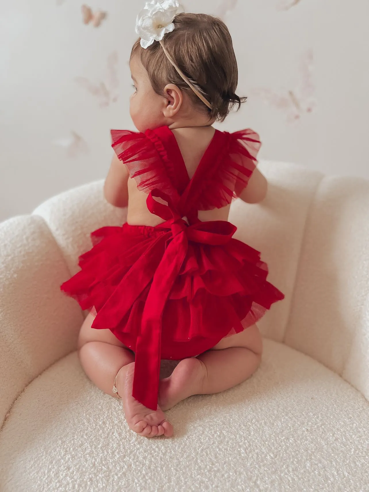 Luella Ruffle Bum Romper -Cherry