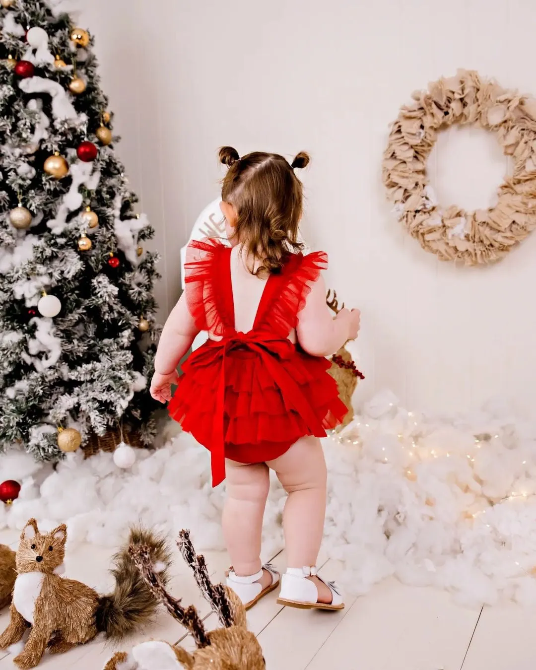 Luella Ruffle Bum Romper -Cherry