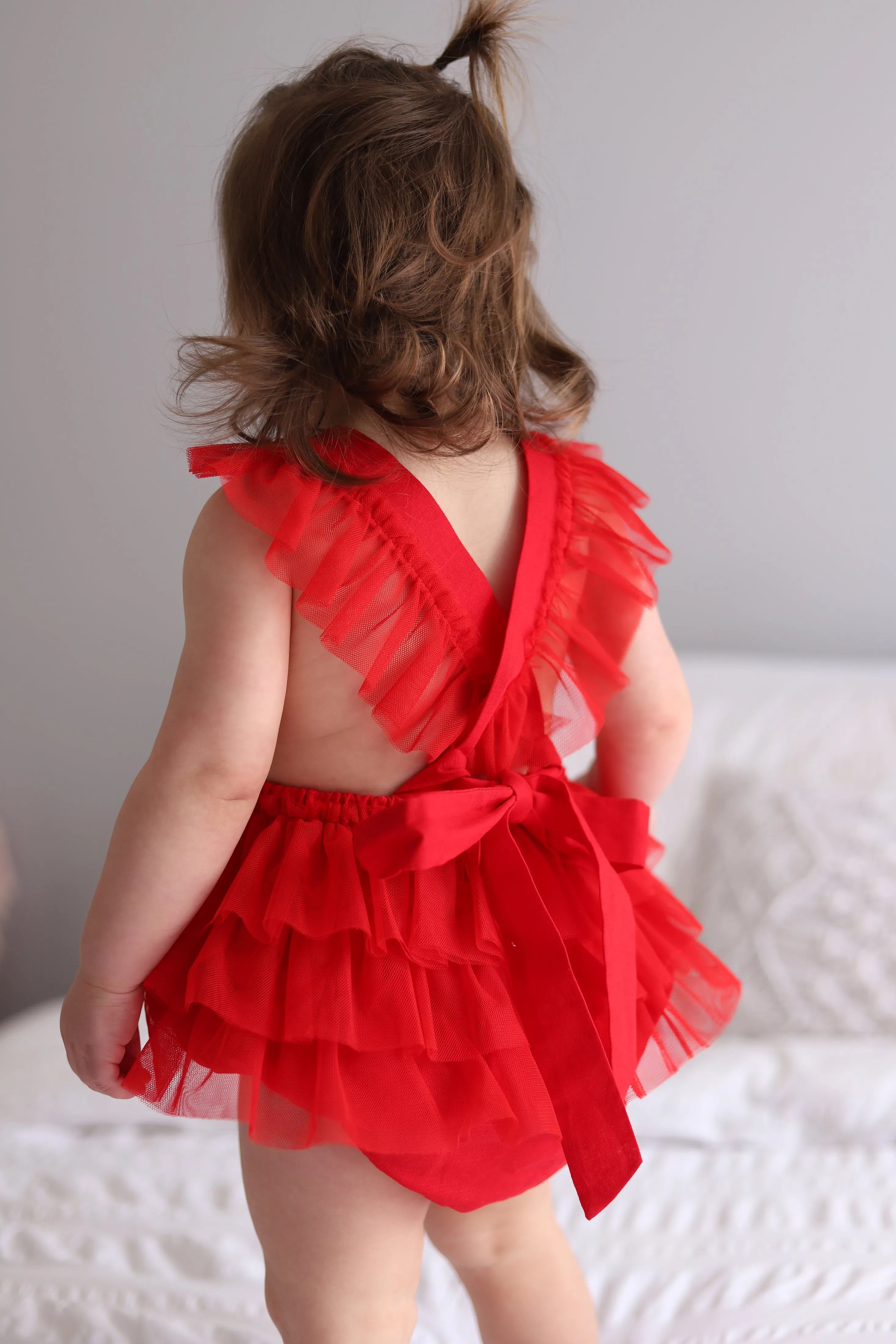 Luella Ruffle Bum Romper -Cherry