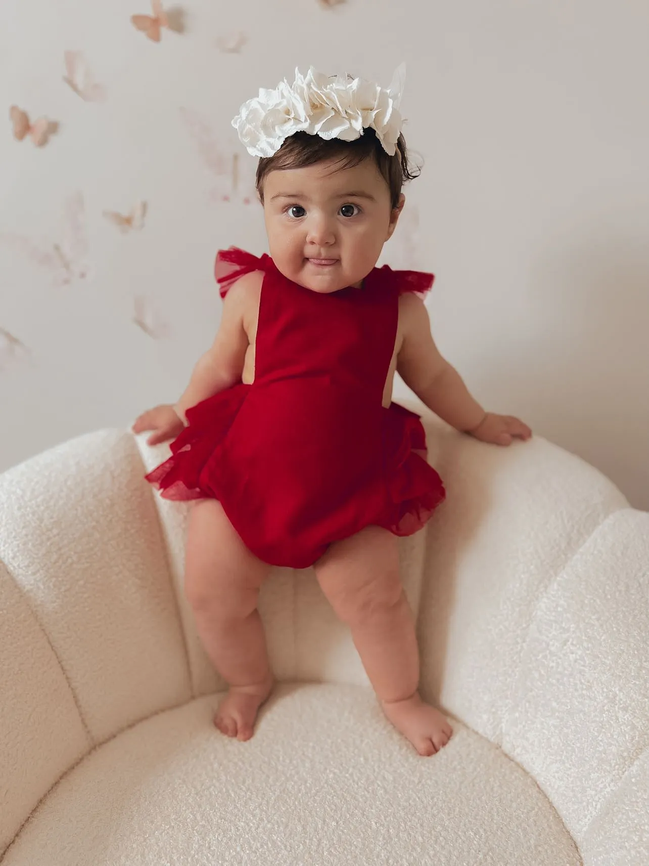Luella Ruffle Bum Romper -Cherry