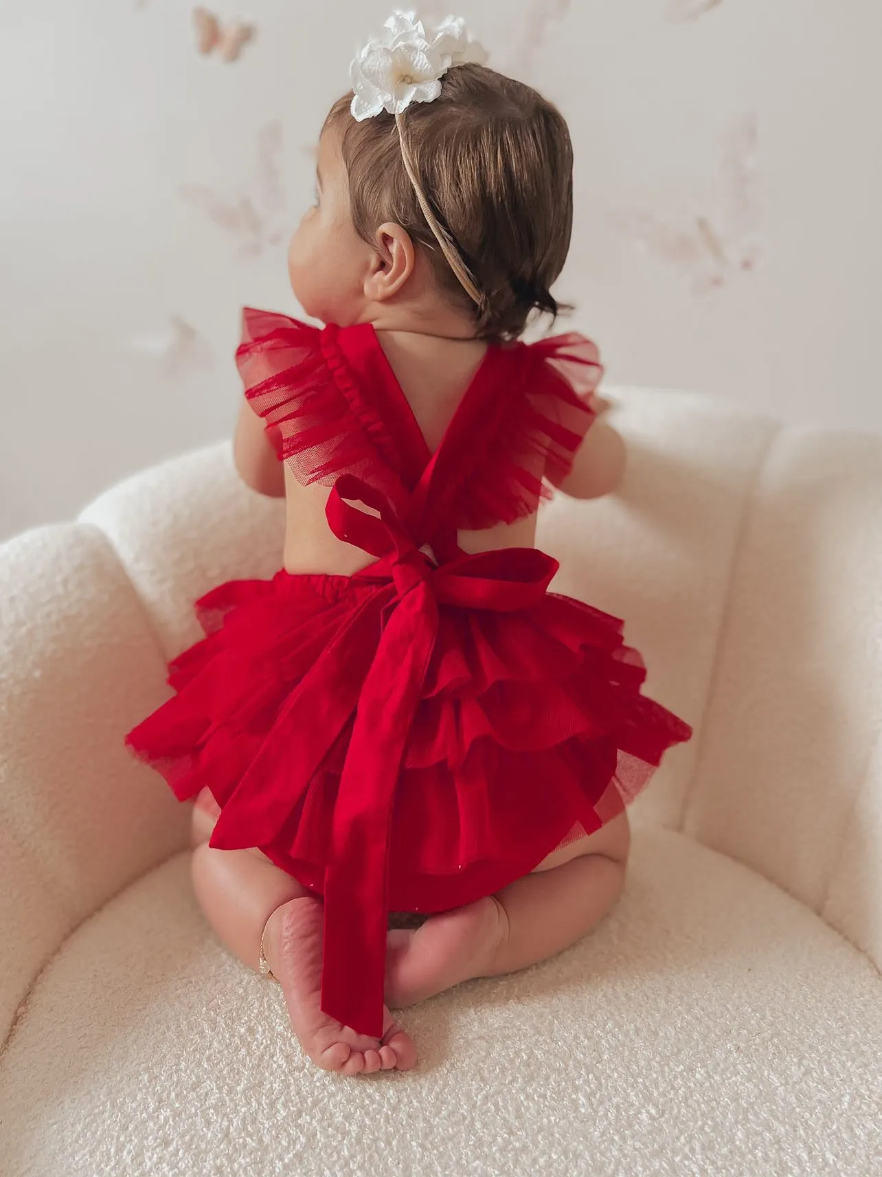 Luella Ruffle Bum Romper -Cherry