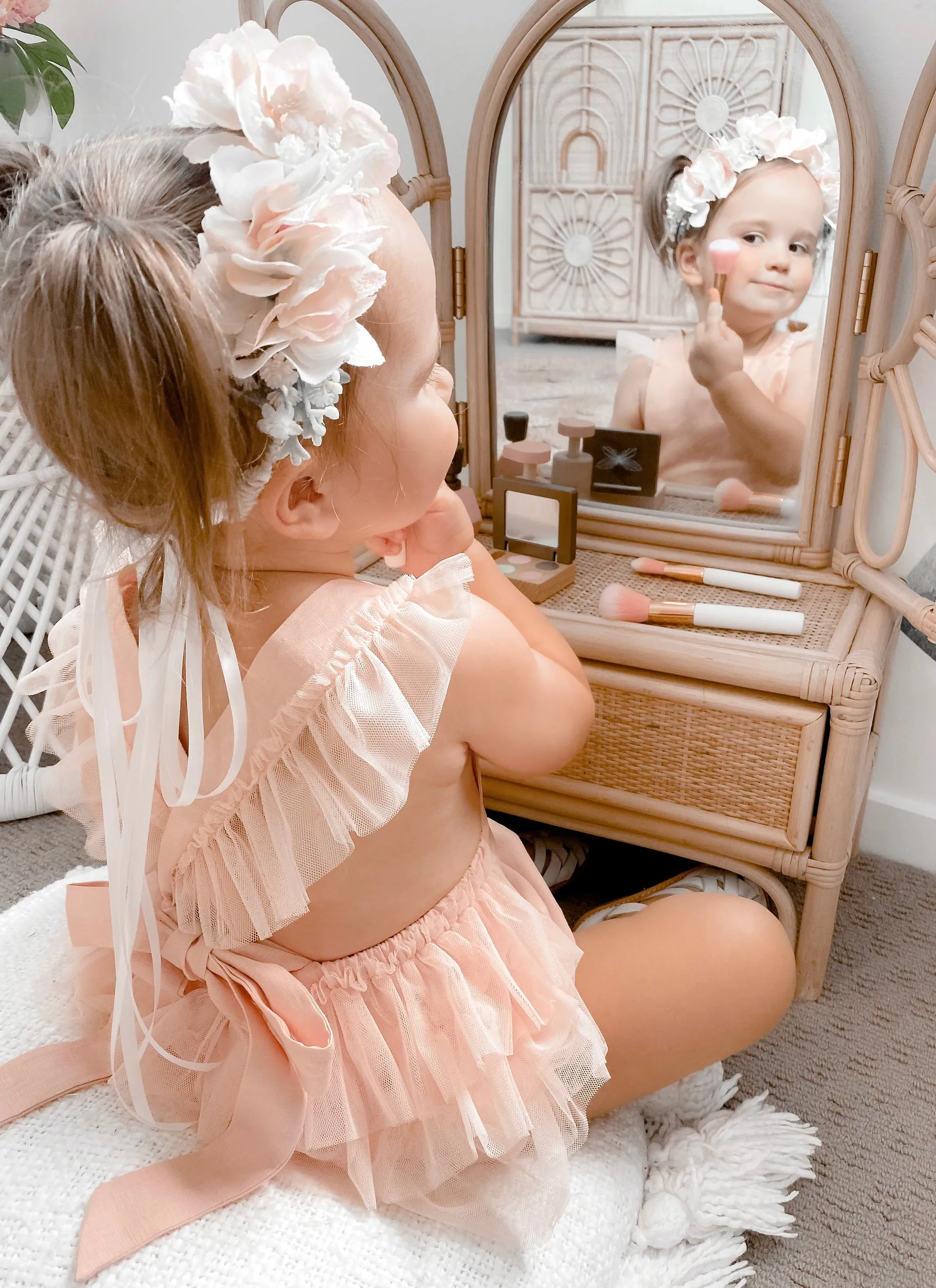 Luella Ruffle Bum Romper-Rose Pink