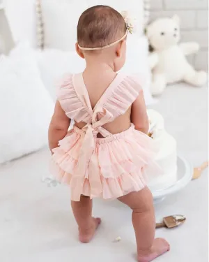 Luella Ruffle Bum Romper-Rose Pink